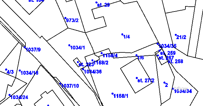 Parcela st. 1158/4 v KÚ Vysoká u Havlíčkova Brodu, Katastrální mapa