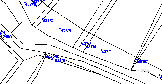 Parcela st. 437/5 v KÚ Miřejovice, Katastrální mapa
