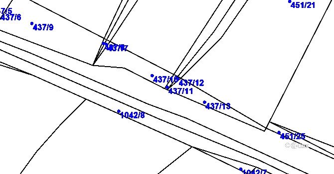 Parcela st. 437/11 v KÚ Miřejovice, Katastrální mapa