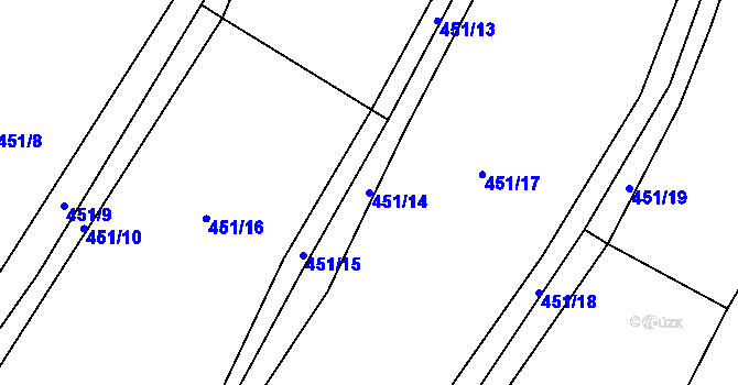 Parcela st. 451/14 v KÚ Miřejovice, Katastrální mapa