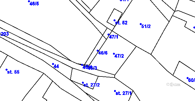 Parcela st. 46/6 v KÚ Miřejovice, Katastrální mapa