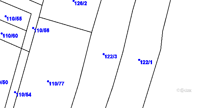 Parcela st. 122/3 v KÚ Miřejovice, Katastrální mapa