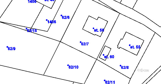 Parcela st. 62/7 v KÚ Letovy, Katastrální mapa