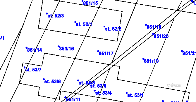 Parcela st. 851/17 v KÚ Letovy, Katastrální mapa