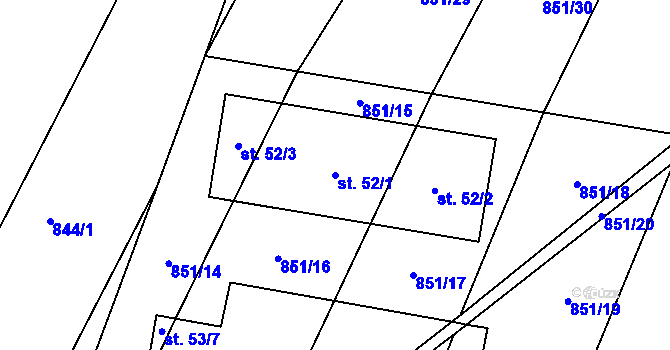 Parcela st. 52/1 v KÚ Letovy, Katastrální mapa