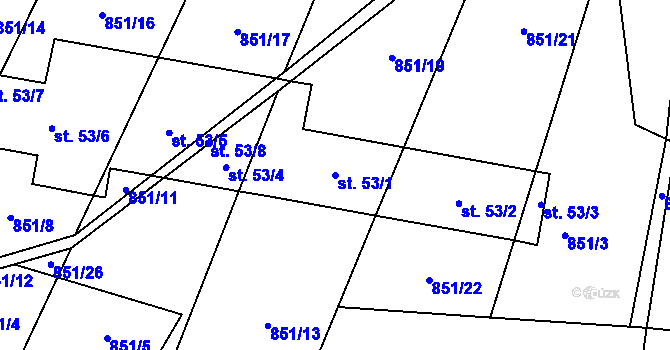 Parcela st. 53/1 v KÚ Letovy, Katastrální mapa