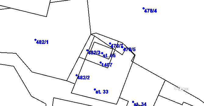 Parcela st. 65 v KÚ Letovy, Katastrální mapa
