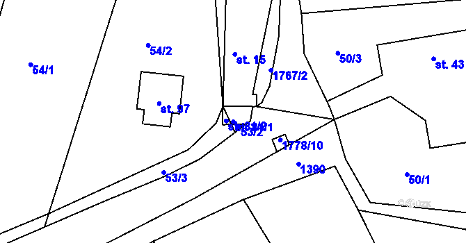 Parcela st. 81/1 v KÚ Miřenice, Katastrální mapa