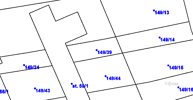 Parcela st. 149/39 v KÚ Miřetice, Katastrální mapa
