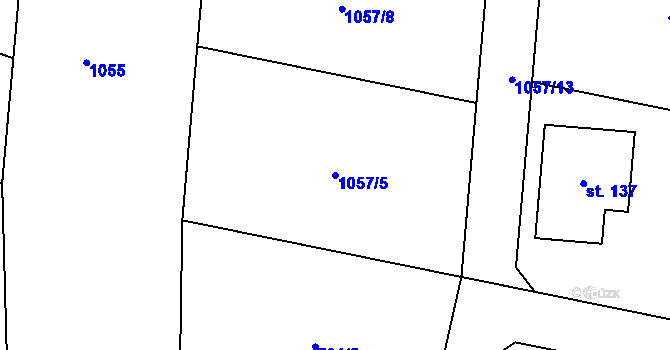 Parcela st. 1057/5 v KÚ Miřetice, Katastrální mapa