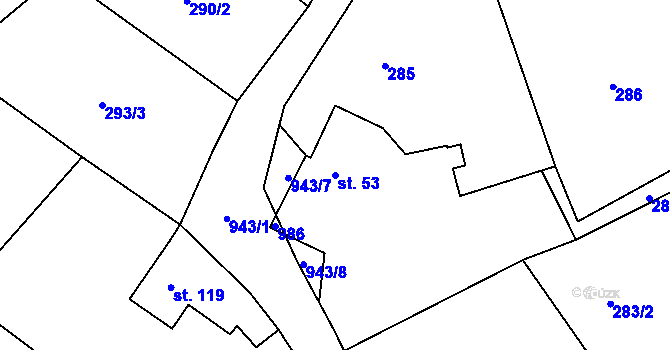 Parcela st. 53 v KÚ Havlovice u Miřetic, Katastrální mapa