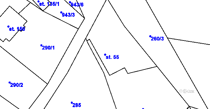 Parcela st. 55 v KÚ Havlovice u Miřetic, Katastrální mapa