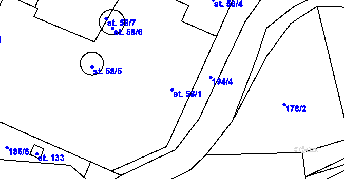 Parcela st. 58/1 v KÚ Havlovice u Miřetic, Katastrální mapa