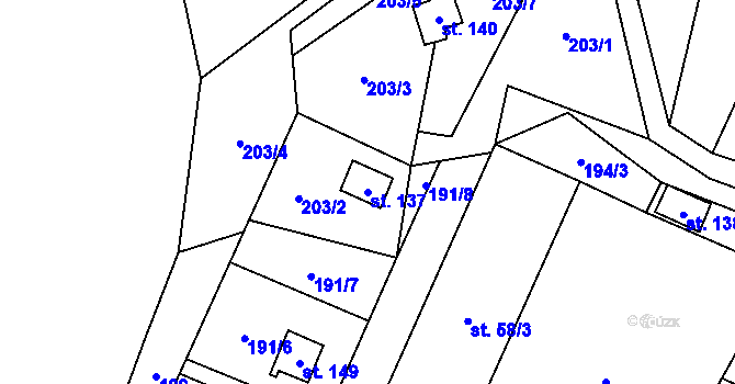 Parcela st. 137 v KÚ Havlovice u Miřetic, Katastrální mapa