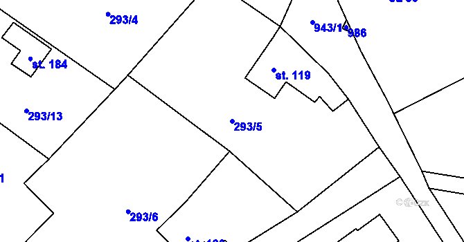 Parcela st. 293/5 v KÚ Havlovice u Miřetic, Katastrální mapa
