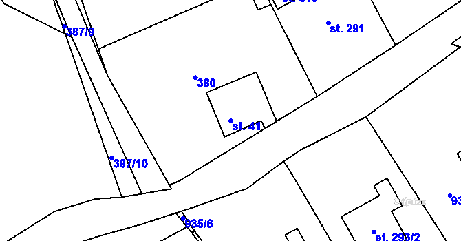 Parcela st. 41 v KÚ Miřetice u Nasavrk, Katastrální mapa