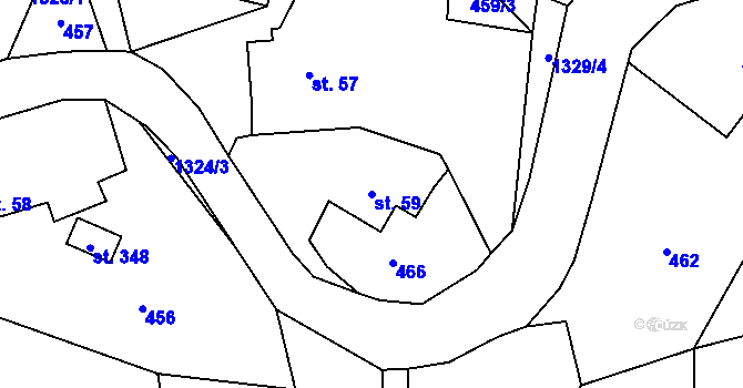 Parcela st. 59 v KÚ Miřetice u Nasavrk, Katastrální mapa
