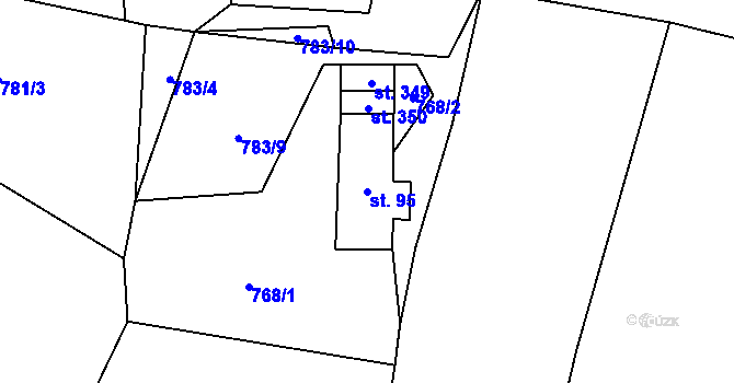 Parcela st. 95 v KÚ Miřetice u Nasavrk, Katastrální mapa