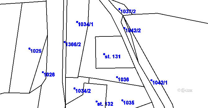 Parcela st. 131 v KÚ Miřetice u Nasavrk, Katastrální mapa