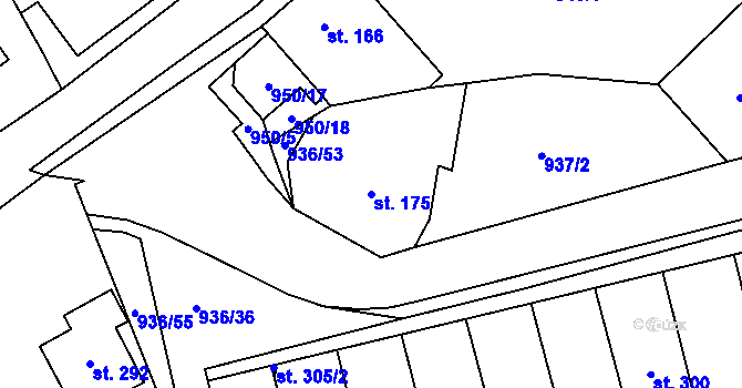 Parcela st. 175 v KÚ Miřetice u Nasavrk, Katastrální mapa