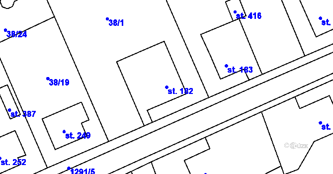 Parcela st. 182 v KÚ Miřetice u Nasavrk, Katastrální mapa