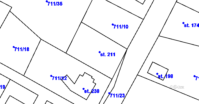 Parcela st. 211 v KÚ Miřetice u Nasavrk, Katastrální mapa