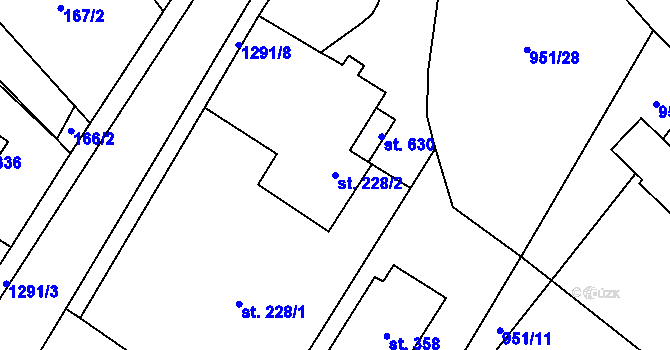 Parcela st. 228/2 v KÚ Miřetice u Nasavrk, Katastrální mapa