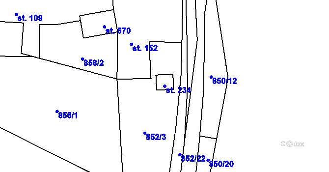 Parcela st. 234 v KÚ Miřetice u Nasavrk, Katastrální mapa