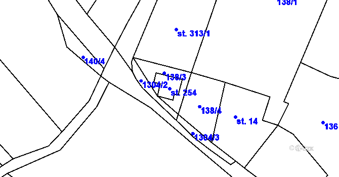Parcela st. 254 v KÚ Miřetice u Nasavrk, Katastrální mapa