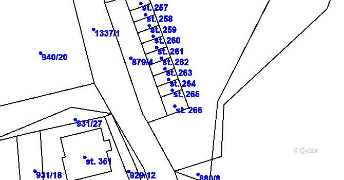 Parcela st. 265 v KÚ Miřetice u Nasavrk, Katastrální mapa