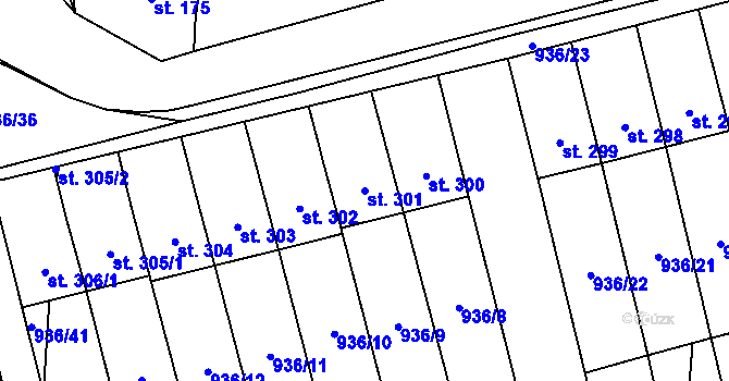 Parcela st. 301 v KÚ Miřetice u Nasavrk, Katastrální mapa