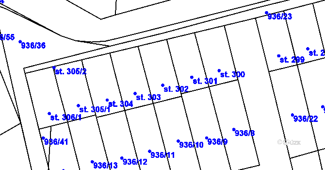 Parcela st. 302 v KÚ Miřetice u Nasavrk, Katastrální mapa