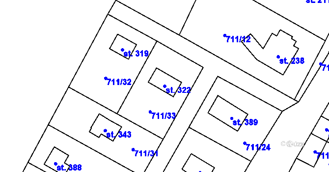 Parcela st. 322 v KÚ Miřetice u Nasavrk, Katastrální mapa