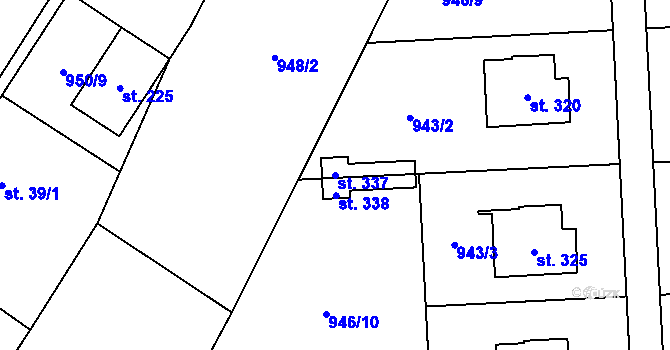 Parcela st. 337 v KÚ Miřetice u Nasavrk, Katastrální mapa