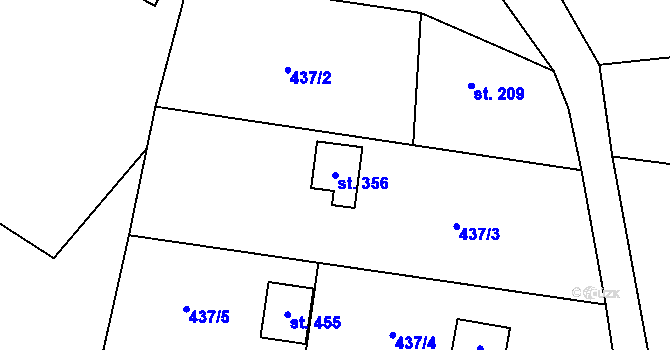 Parcela st. 356 v KÚ Miřetice u Nasavrk, Katastrální mapa