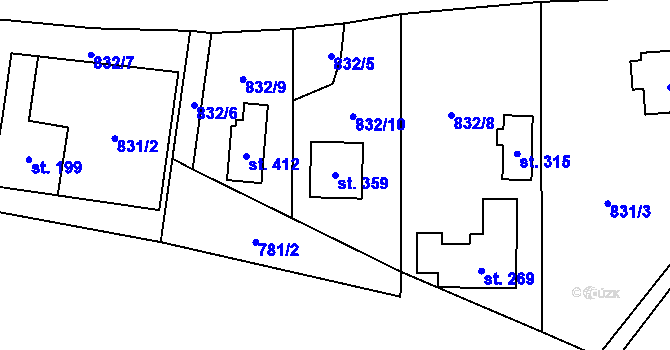 Parcela st. 359 v KÚ Miřetice u Nasavrk, Katastrální mapa