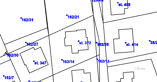 Parcela st. 372 v KÚ Miřetice u Nasavrk, Katastrální mapa