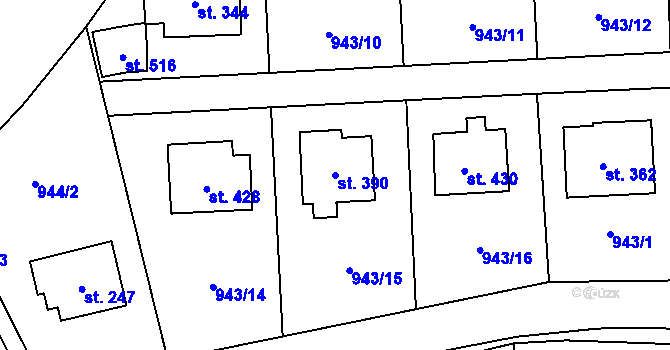 Parcela st. 390 v KÚ Miřetice u Nasavrk, Katastrální mapa
