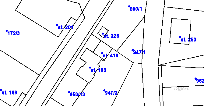 Parcela st. 419 v KÚ Miřetice u Nasavrk, Katastrální mapa