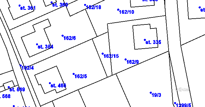 Parcela st. 162/15 v KÚ Miřetice u Nasavrk, Katastrální mapa