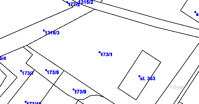 Parcela st. 173/1 v KÚ Miřetice u Nasavrk, Katastrální mapa