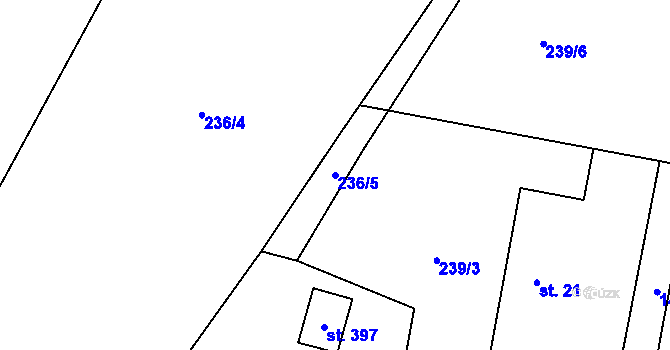 Parcela st. 236/5 v KÚ Miřetice u Nasavrk, Katastrální mapa
