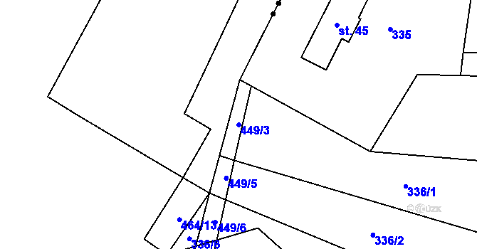 Parcela st. 449/3 v KÚ Miřetice u Nasavrk, Katastrální mapa