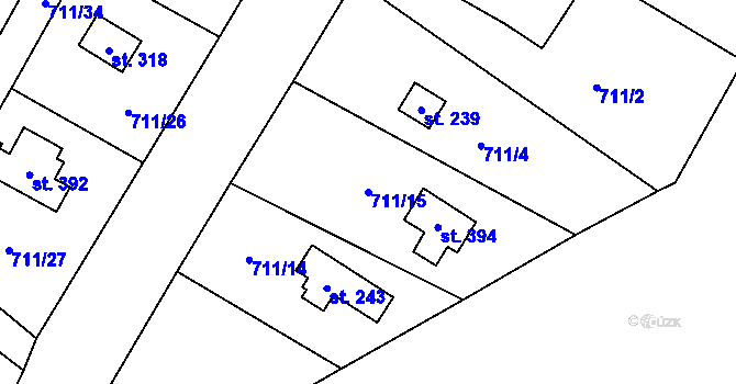 Parcela st. 711/15 v KÚ Miřetice u Nasavrk, Katastrální mapa