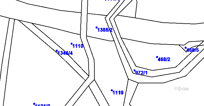 Parcela st. 1111/2 v KÚ Miřetice u Nasavrk, Katastrální mapa