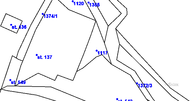 Parcela st. 1117 v KÚ Miřetice u Nasavrk, Katastrální mapa