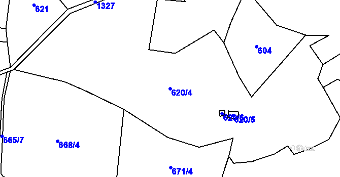 Parcela st. 620/4 v KÚ Miřetice u Nasavrk, Katastrální mapa