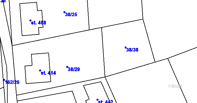 Parcela st. 38/33 v KÚ Miřetice u Nasavrk, Katastrální mapa