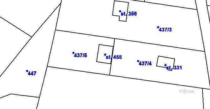 Parcela st. 455 v KÚ Miřetice u Nasavrk, Katastrální mapa