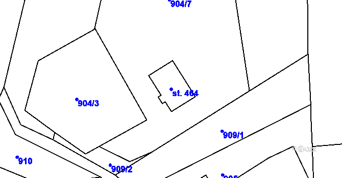 Parcela st. 464 v KÚ Miřetice u Nasavrk, Katastrální mapa